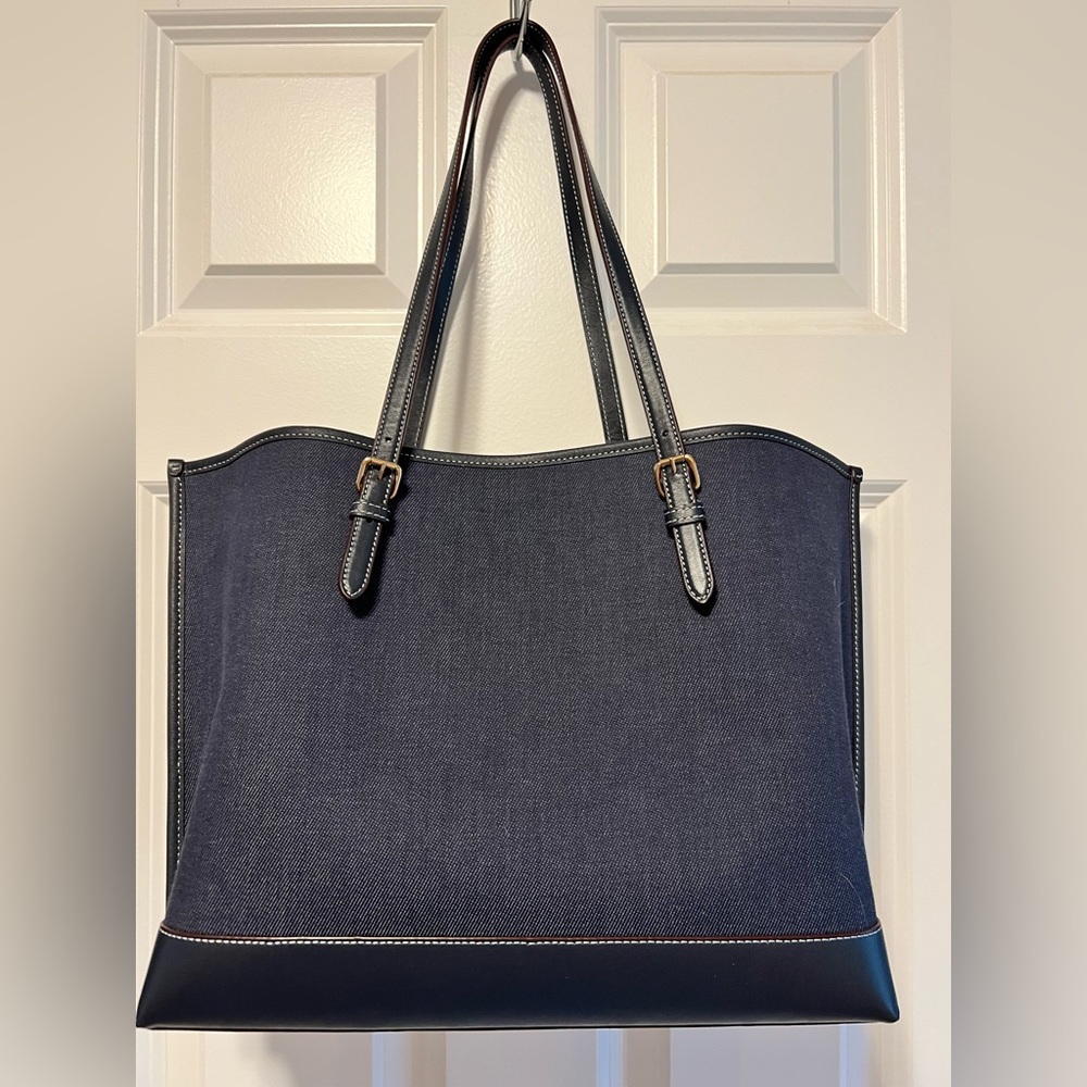 Coach denim and leather large tote bag EUC - Picture 4 of 16